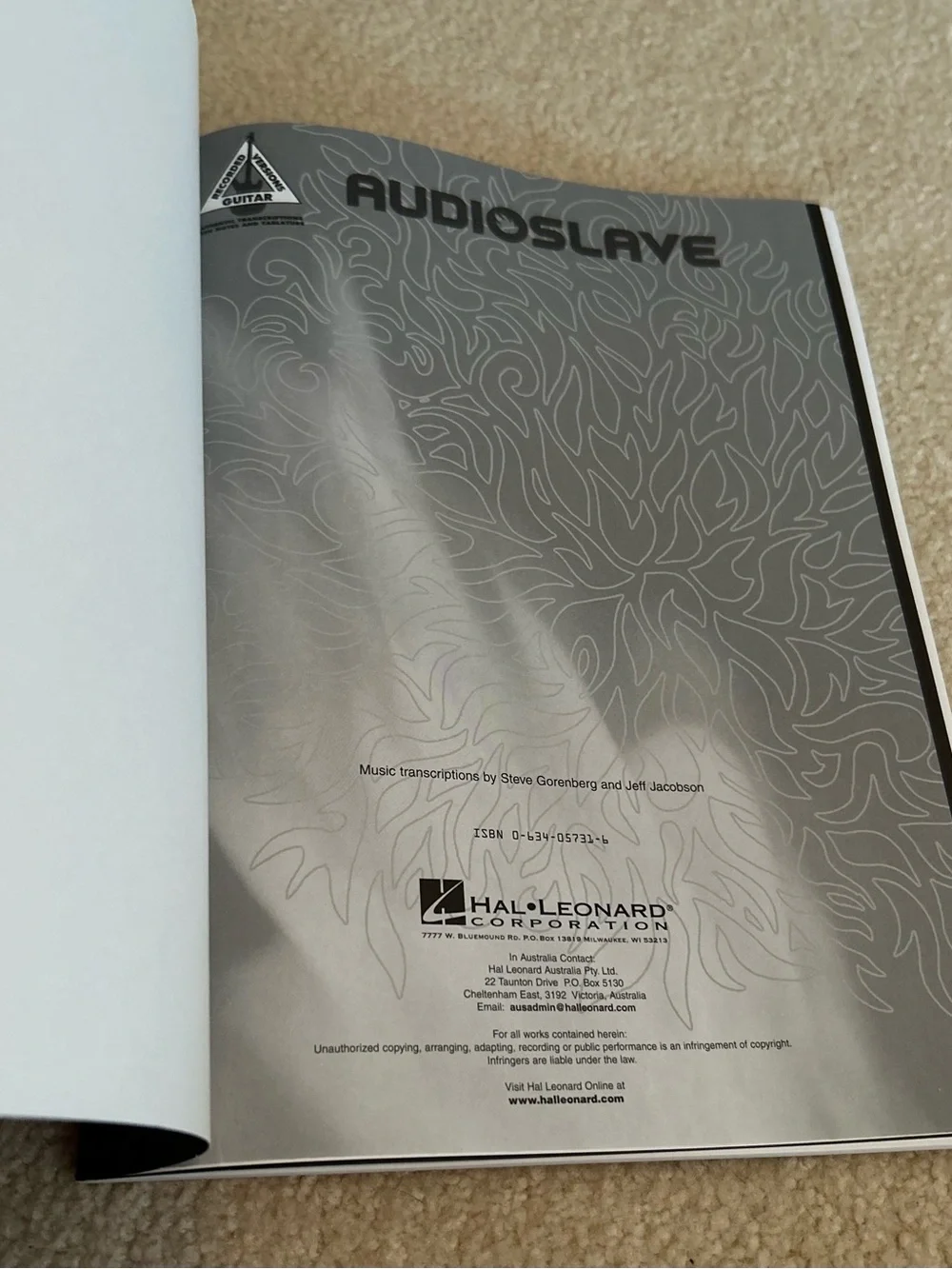 Audioslave Guitar Tab Songbook Sheet Music Hal Leonard Vintage EUC